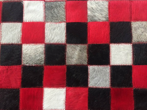 Imagen 6 de 6 de Alfombra Patchwork Cuero Vaca Pelo 1,4x1,8m Rojo Degrade