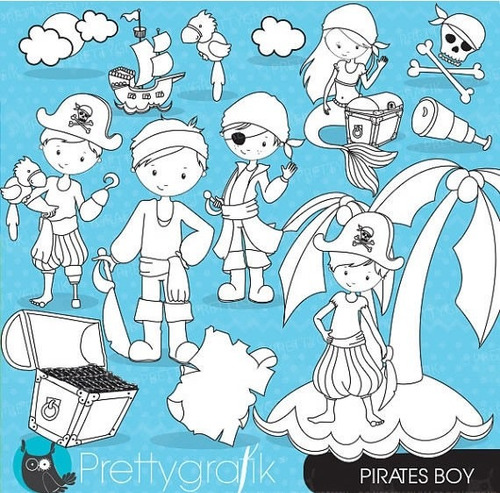 Kit Piratas Nenas Imagenes Para Colorear Clipart Cod 3