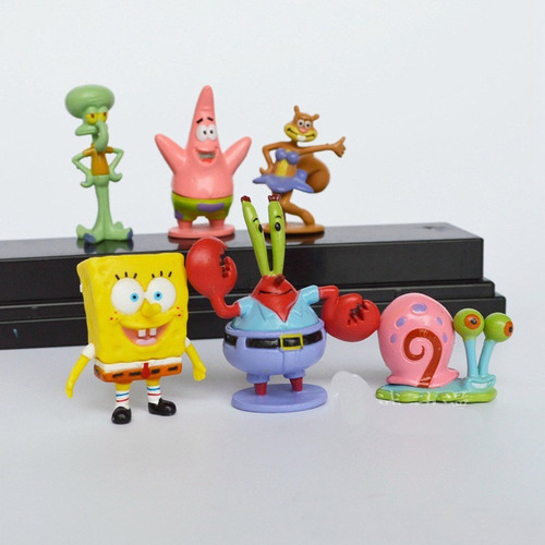 Pacote C/ 6 Miniaturas Da Turma Do Bob Esponja - Disponível