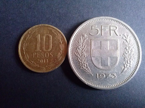 Moneda Suiza 5 Francos Níquel 1973 Escasa Circulación ( C21)