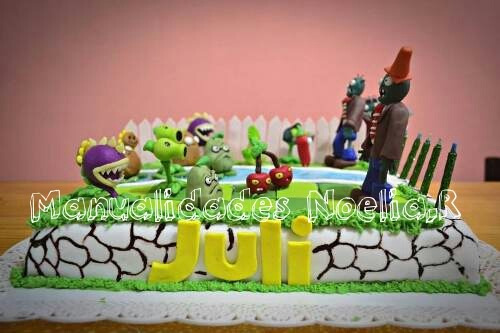 Adorno Para Torta De Plants Vs Zombies 2 En Porcelana Fria