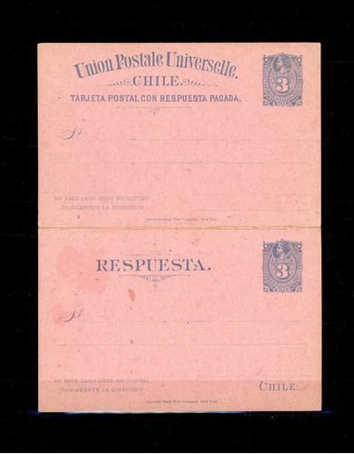 Imagen 1 de 1 de Tarjeta Postal Con Sello Impreso, 1884, Filatelia Chilena
