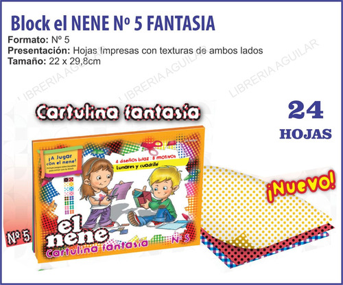 Block El Nene Fantasía Nº 5 Hojas Estampadas Tramas Cuadros