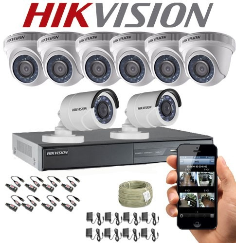 Cámaras De Seguridad Kit Cctv 720p Hikvision Dvr 8ch + 8 Cám