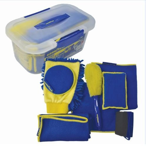 Imagen 2 de 3 de Kit Lavado Auto Goodyear Esponja Trapo Cepillo Toalla