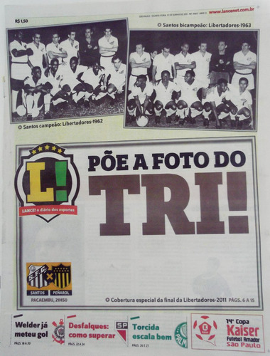 Santos X Peñarol Final Libertadores 2011 Jornal Lance