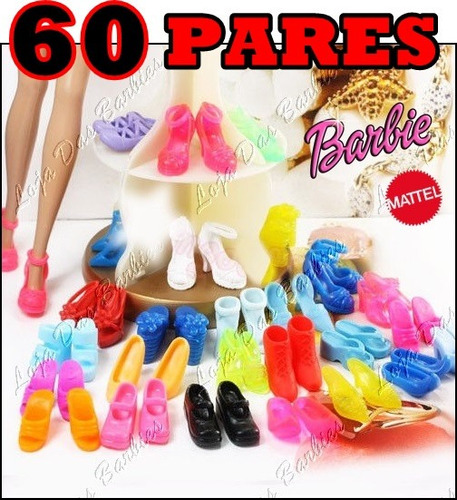 Kit Lote 60 Pares De Sapatos Para Boneca Barbie Sapatinhos