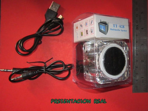 Imagen 6 de 6 de Mini Parlant Fm Usb Sd Led Para iPhone iPad iPod Mp3 Pc