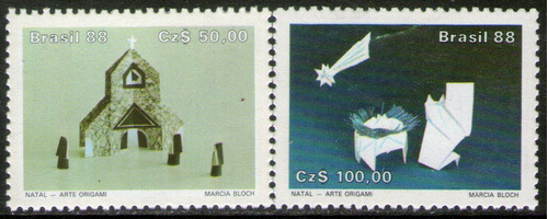 Brasil Serie X2 Sellos Mint Dibujos, Capilla, Natividad 1988
