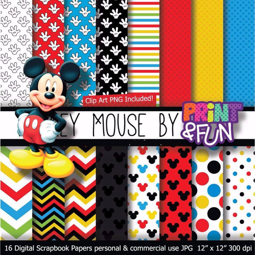 Kit Imprimible Pack Fondos Mickey Mouse 3 Clipart