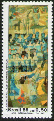 Brasil Sello Mint Año De La Paz = Pintura De Portinari 1986 