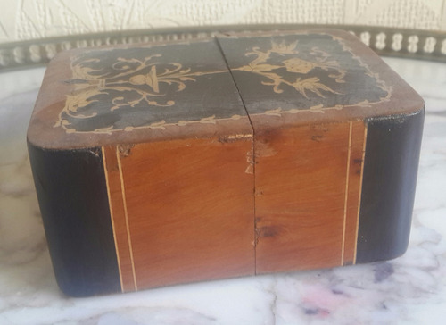 Antigua Caja Naipes Gran Trabajo Marqueterie Sellada Italy