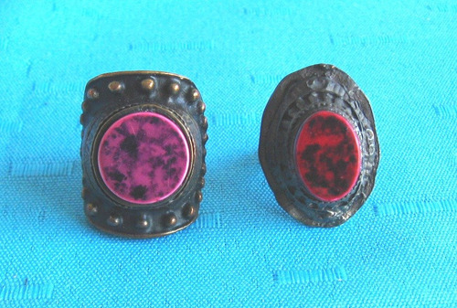 Anillos Vintage Con Piedras Onda Tribal Arabes Ajustables (Usado)