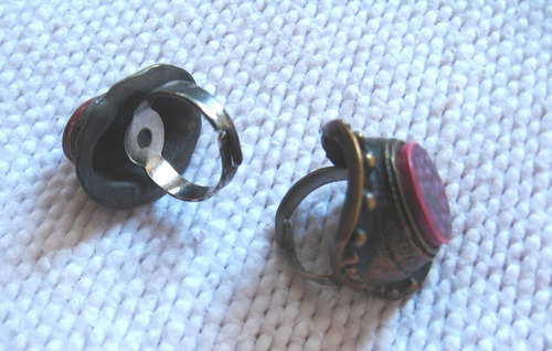 Anillos Vintage Con Piedras Onda Tribal Arabes Ajustables (Usado)