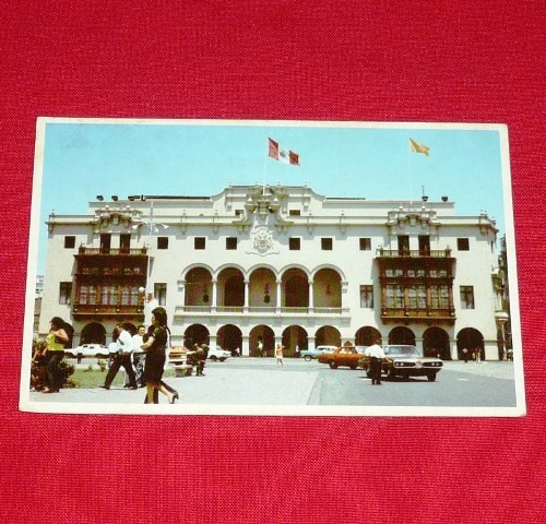 Antigua Tarjeta Postal Palacio Municipal De Lima Plaza Armas