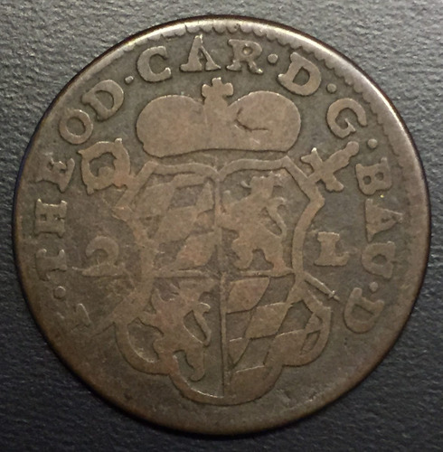 Bel030 Moneda Bélgica Liege 2 Liards 1751 Vg-f Ayff