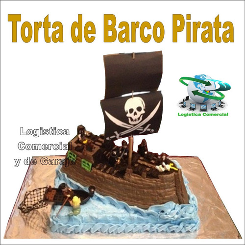 Imagen 2 de 10 de Molde Silicon Barco Pirata Gigante Torta Gelatina Quesillo