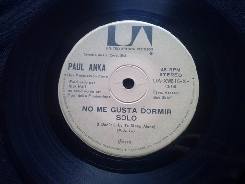 Single Paul Anka No Me Gusta Dormir Solo