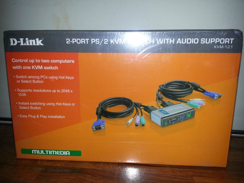 D-link Kvm-121 Ps2 Switch 2p Audio Nuevo!!!
