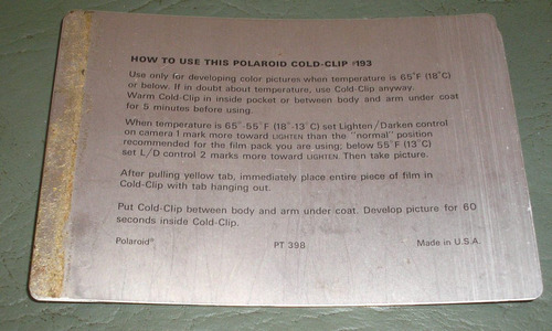 Imagen 1 de 1 de Polaroid Cold - Clip Frio P/ Revelado Fotos Instantaneas Usa