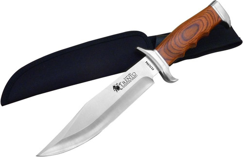 Cuchillo Trento Safari Mango Madera Hoja Acero 420 Con Funda