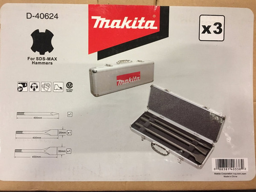 Set Kit De Cinceles Sds Max Makita Con Maletin  D-40624 X 3u