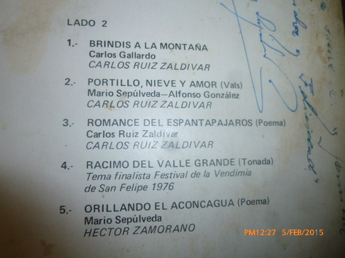 Vinilo Lp De Conjunto Voces Del Colunquen -aconcagua (u517
