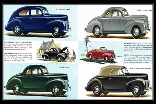 Ford V8 Modelos Año 1940 Autos - Lámina 45x30 Cm.