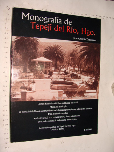 Libro Monografia De Tepeji Del Rio , Jose Antonio Zambrano,