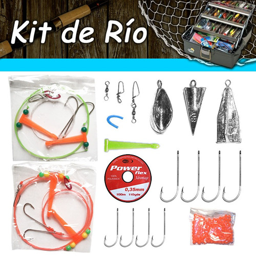 Kit De Pesca De Río Anzuelos Plomadas Líneas Accesorios Caja