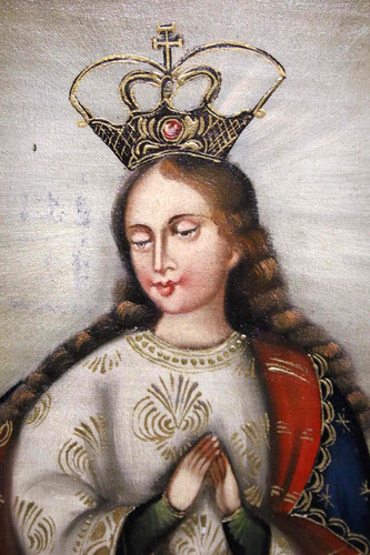 Antiguo Oleo S Tela  Cuzqueño  -virgen De La Asunción-