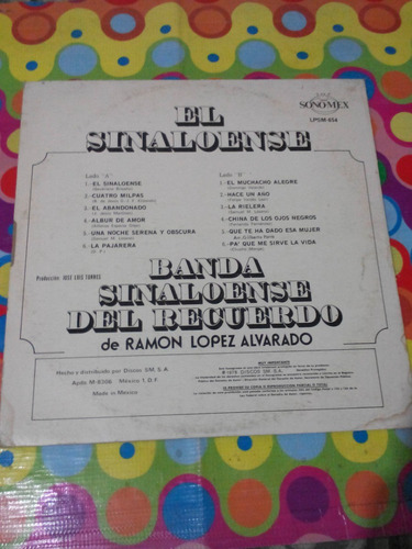 Banda Sinaloense Del Recuerdo Lp El Sinaloense 1979 Rp
