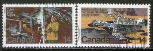 Canadá  2 Sellos Usados Mina De Plata = Bituminosos 1978 