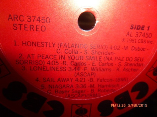 Vinilo Lp De Roberto Carlos -honestly - En Ingles (u72