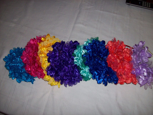 Imagen 6 de 7 de Vincha Con Flores De Tela Todos Los Colores!!!