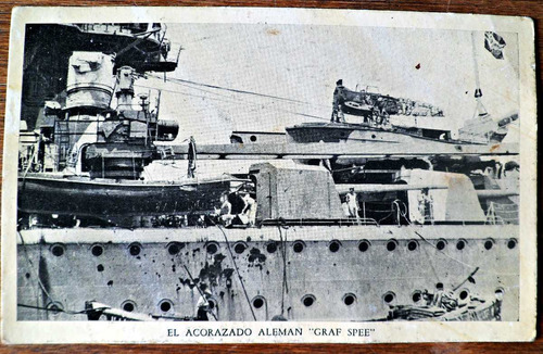 Antigua Postal Fotografia Buque Graf Spee En Reparacion