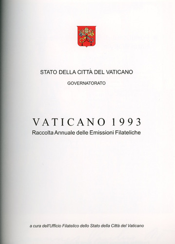 Anuario Filatélico Del Estado Vaticano, Año 1993, Volumen 11
