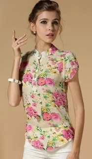 Blusa De Gasa Floral Tallas S Y M Nueva Importada En Stock