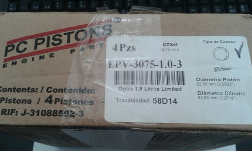 Juego Piston Optra Limited 100 0.40 Pv-3075-100
