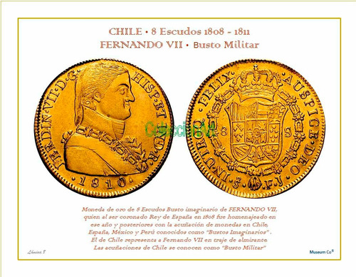 Lámina 8- 8 Esc 1808 Busto Militar Dl Album Monedas De Chile
