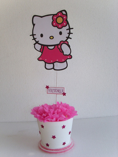 Centros De Mesa De Hello Kitty En Tarrito Colores A Elecion