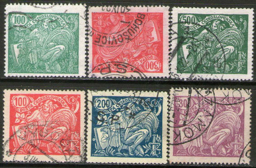 Imagen 1 de 1 de Checoslovaquia 6 Sellos Usados Agricultura Y Ciencia 1920