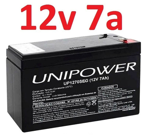 Bateria Selada 12v 7a Up1270seg Alarme Cerca 7ah Unipower *
