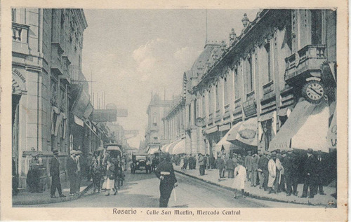 Antigua Postal Mercado De Rosario Calle San Martin Argentina