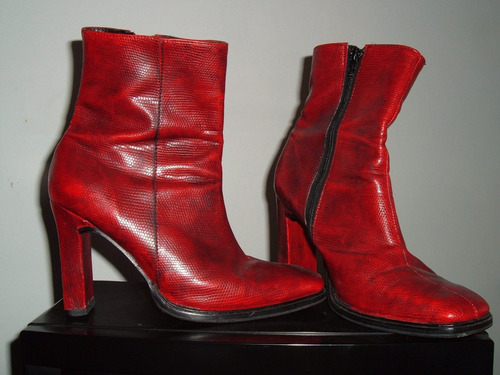 Bellas Botas S/cuero Reptil-croco Roja C/media.t 37-38.unica