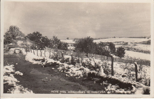 1928 Antigua Postal Nieve En Curitiba Brasil Snow Rara