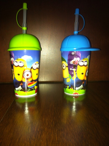 Vaso  Pitillo Minions Sorpresa Recordatorio Fiesta Infantil