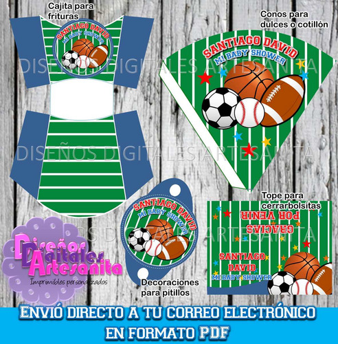 Kit Imprimible Pelotas Deportes Baby Shower Cumpleaños