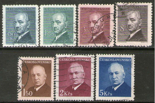 Checoslovaquia Serie X 7 Sellos Usados Pte. E. Benes 1946-48
