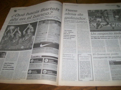 Diario Ole 3/3/1998 - Ferro 3 Lanus 3 / Basile San Lorenzo